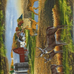 New Whitetails on the Farm Autumn Scenic 100% Cotton Fabric by the Yard and Half Yard