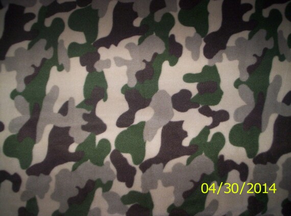 New Tan Winter Woodland Camouflage camo Fleece fabric by the yard