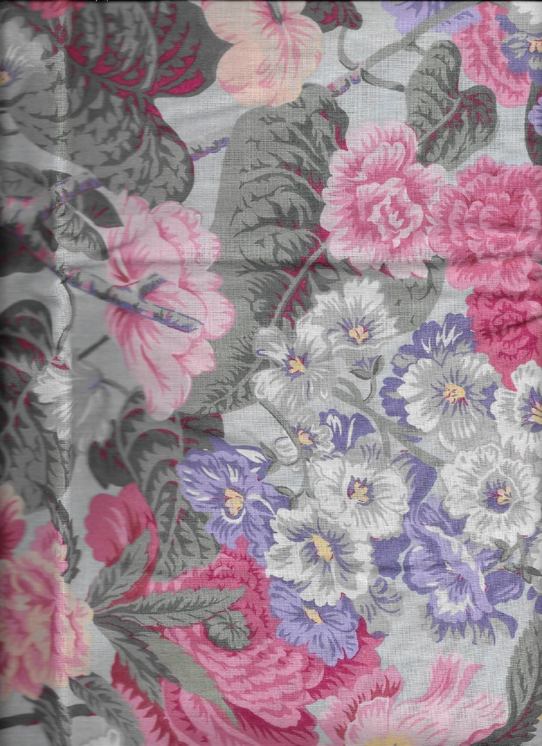 New Purple & Pink Flowers on Light Blue Cotton Fabric - Last Pieces - Etsy