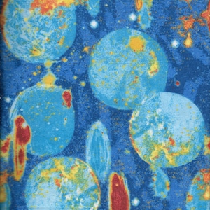 New Planets in Space on Blue 100% Cotton Flannel Fabric by the Yard