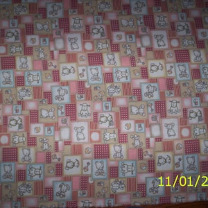 New Pink / Multi Nursery Patchwork 100% cotton flannel fabric by the yard and half-yard