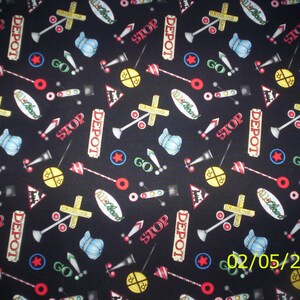 New Riding The Rails Black Signals & Signs 100% cotton fabric by the yard and half yard