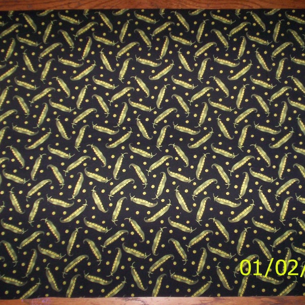 New Black with Peas in a Pod 100% Cotton Fabric by the 1/4 yard