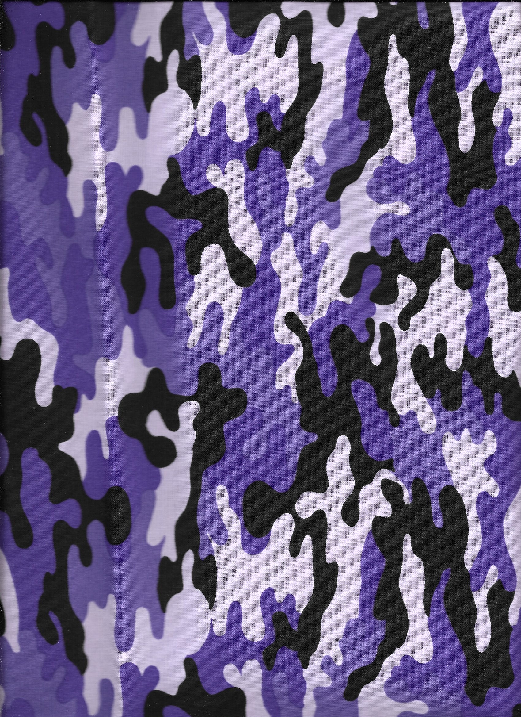 New Purple Black White Camouflage 100% Cotton Fabric by the Half Yard Camo - Last Piece