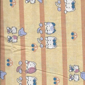 New Cute Little Kittens and Cars on Beige 100% Cotton Fabric 1 yard 17&quot; x 42&quot; Piece