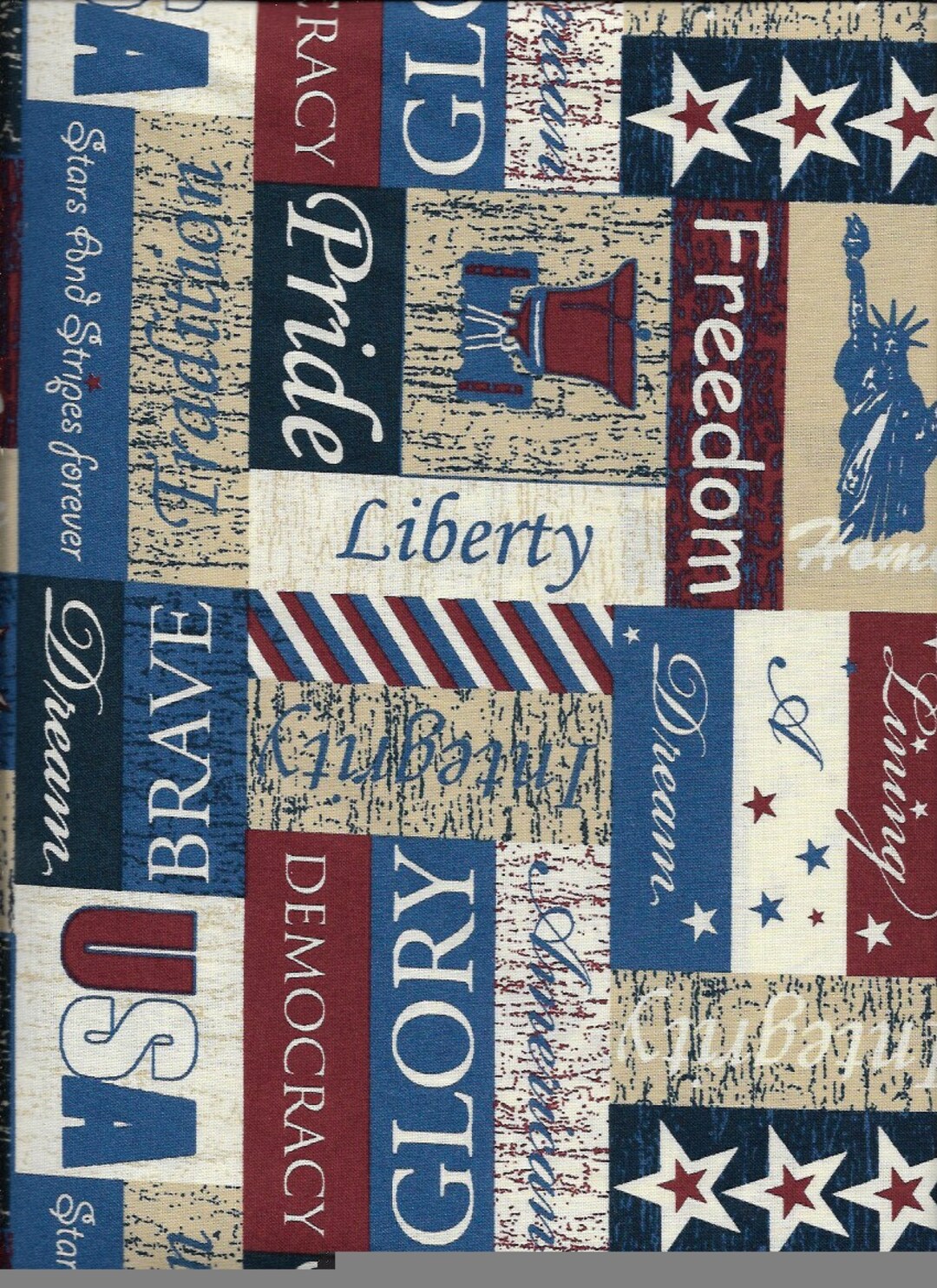New Patriotic Pride of America 100% Cotton Fabric by Yard Independence ...