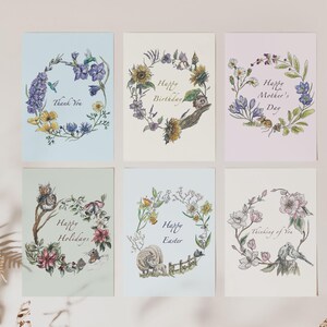 Special Occasion Animal Cards |Animal and Flower Greeting Cards |Set of 6 Cards and Envelopes |Blank Greeting Cards |Card for Every Occasion
