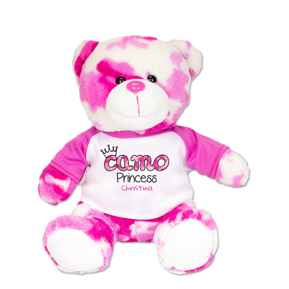 pink camo teddy bear