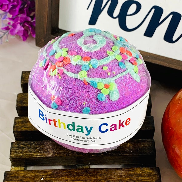 Birthday Cake Scented Bath Bomb | Fun Bath Bombs for Kids | Bath Bomb with Cocoa Butter | Gifts Under 10 | Stocking Stuffer for Adults