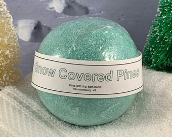 Snow Covered Pines Large Bath Bomb | Gifts for Her | Stocking Stuffers for Adults | Gifts Under 10 | Handmade Bath Bombs