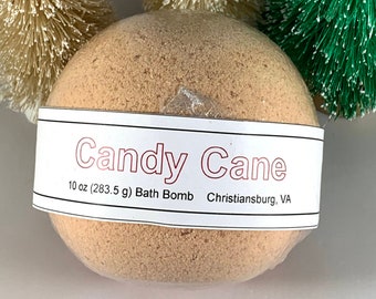 Candy Cane Large Bath Bomb | Holiday Gift Giving | Teacher, Co-worker, Kids Last Minute Gifts | Stocking Stuffers for Women | Gifts Under 10