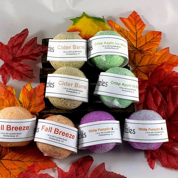 Fall/Autumn Mini Bath Bomb Sampler Set | Halloween Bath Bombs | Gifts Under 10 for Kids | Mini Bath Fizzies Gift Set | Try Me Bath Bombs