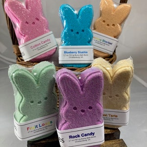 6 Pack Assorted Easter Peeps Bunny Bath Bombs Peeps Marshmallow Bunny Bath Bombs Easter Basket Stuffers for Kids Teen Easter Ideas image 1