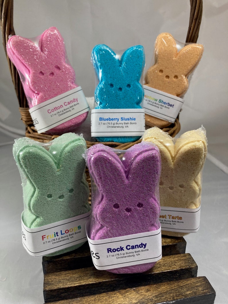 6 Pack Assorted Easter Peeps Bunny Bath Bombs Peeps Marshmallow Bunny Bath Bombs Easter Basket Stuffers for Kids Teen Easter Ideas image 1