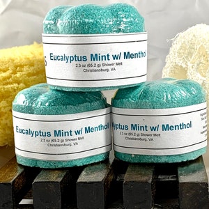 Eucalyptus Spearmint with Menthol Shower Melt Fresh, Clean Scented Shower At Home Spa Kit Spa Gifts Under 5 Bath Bombs for Shower image 1