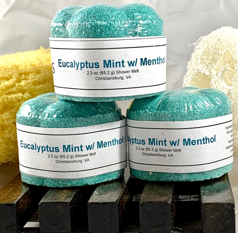 Eucalyptus Spearmint with Menthol Shower Melt Fresh, Clean Scented Shower At Home Spa Kit Spa Gifts Under 5 Bath Bombs for Shower image 1