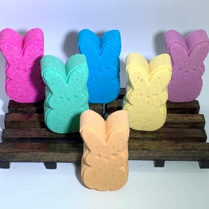 6 Pack Assorted Easter Peeps Bunny Bath Bombs Peeps Marshmallow Bunny Bath Bombs Easter Basket Stuffers for Kids Teen Easter Ideas image 3