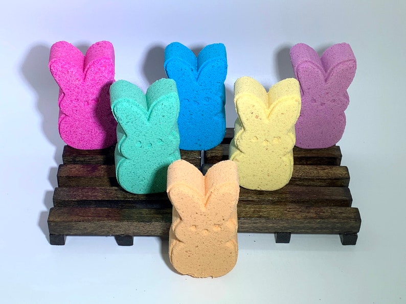 6 Pack Assorted Easter Peeps Bunny Bath Bombs Peeps Marshmallow Bunny Bath Bombs Easter Basket Stuffers for Kids Teen Easter Ideas image 3