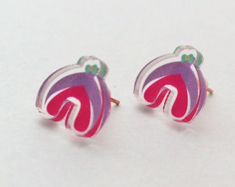 Mini Clitoris Stud Earrings, Feminist Recycled Plastic Jewelry
