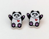 Panda Earrings, Recycled Acrylic Earrings, Animal lover gifts, panda gifts, statement animal jewellery, panda print, perspex earrings