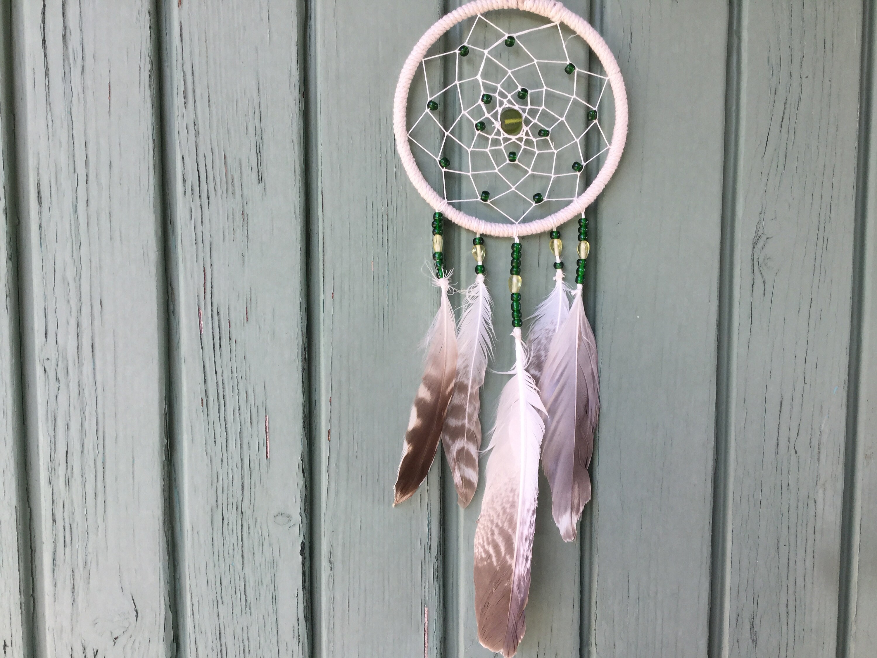 Attrape Rêve Aux Plumes Maturelles de Goéland 10 cm Diamètre