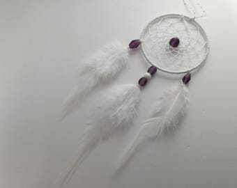 Pretty dream catcher with purple glass beads