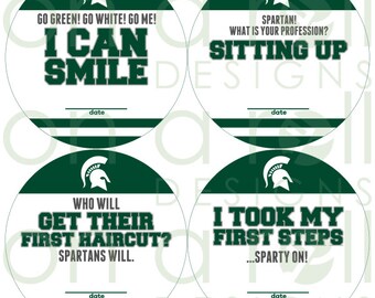 Go Green Baby Accomplishment Stickers (12 different milestones!) - Instant Digital Download