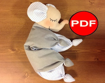 Pattern Elephant  pattern Baby lovey toy sewing pattern Newborn toy pattern Toy comforter PDF plushie pattern Tutorial