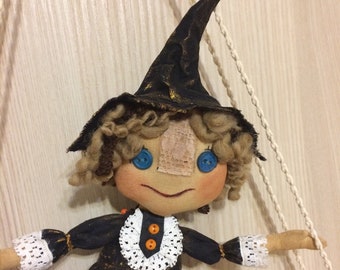 Handmade Witch Doll Funny Halloween Home Decor Good Luck Witch Kitchen Witch Rag doll