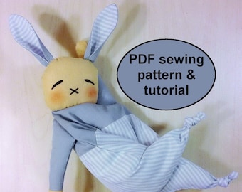 PDF baby lovey PATTERN & TUTORIAL Bunny security blanket Baby toy comforter pattern Animal blanket Bunny boy