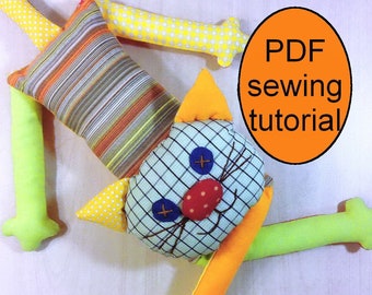Cat plush pattern PDF Cat sewing pattern & tutorial Cat doll pattern Soft cat pattern  Plushie pattern