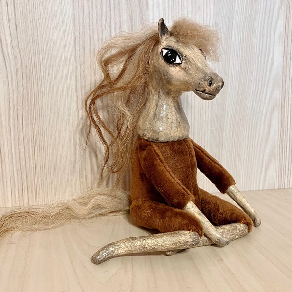 Poseable art doll animal Horse figurine OOAK Boudoir doll Horse anthropomorphic doll Collectible doll Horse creature Handmade