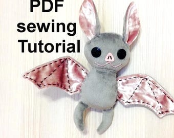 Patrón de costura para peluche de murciélago y tutorial paso a paso - PDF