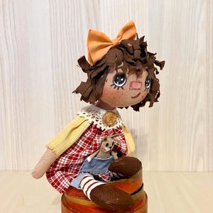 プリミティブラグドール - 棚に飾る手作りフォークアート布人形 - カントリーコテージファームハウス装飾