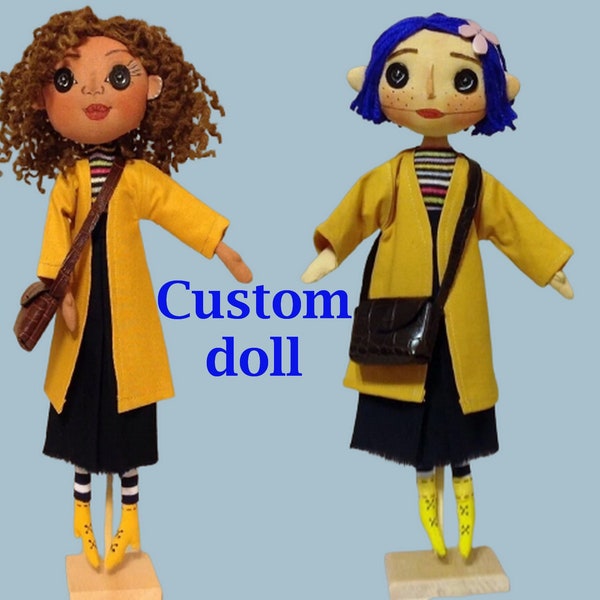 Custom Coraline doll Personalized doll Mini me doll Look alike doll Little me Coraline style doll Art doll Handmade textile doll + BONUS