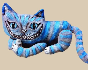 Alice in Wonderland Cheshire cat doll Creepy Cute Blue cat Art doll animal