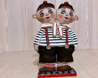 Tweedledum & Tweedledee Alice in Wonderland OOAK art doll Collectible doll Handmade