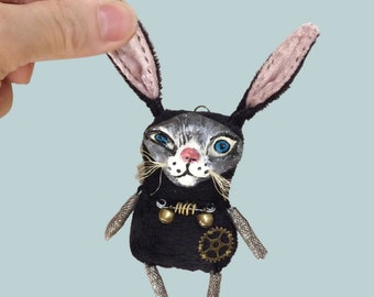 Gothic Art Bunny Brooch Steampunk Pin Creepy Modernist Animal Jewelry Bunny Brooch Pin