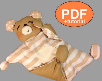 Baby Bear Lovey Pattern Bear pattern PDF Baby doll pattern Bear sewing pattern  Comforter  Baby toy 6-12 month Gender neutral toys