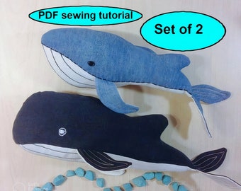 Stuffed animals pattern whale pattern whale sewing pattern soft toy pattern plush pattern tutorial Humpback whale PDF Blue whale pattern