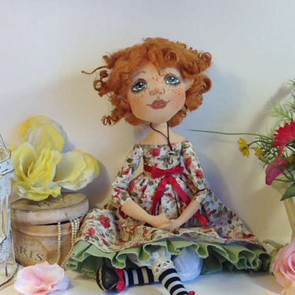 Cloth doll Art doll Collecting Ooak doll heirloom doll Textile doll handcrafted Boudoir doll Stuff doll Fabric rag doll Housewarming doll