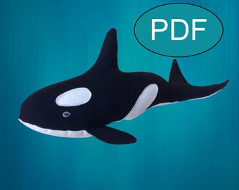 Orca sewing pattern PDF  Orca pattern & tutorial Stuffed whale pattern  Whale killer toy Sea creature pattern Patron de baleine