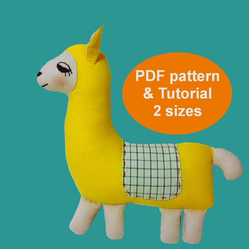 Stuffed Llama pattern PDF Lama plush toy for kids Llama sewing pattern & tutorial Pillow Llama DIY plushie pattern image 1