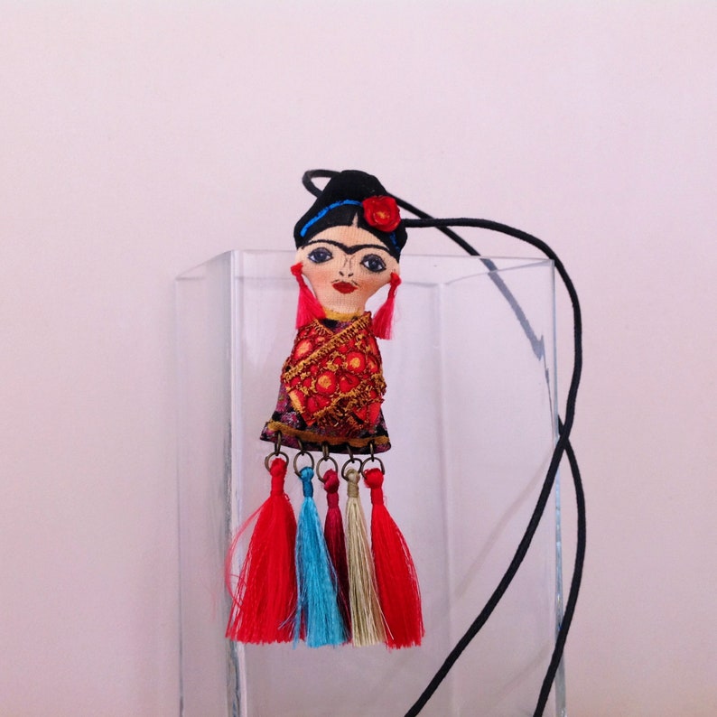 Frida Doll Brooch /& Pendant Artistic necklace Frida brooch pin Tiny doll Art doll Mexican doll Wearable art jewelry