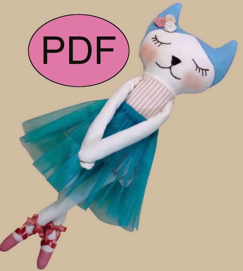 PDF Cat Sewing Pattern & Tutorial Stuffed Cat Pattern Cloth Etsy