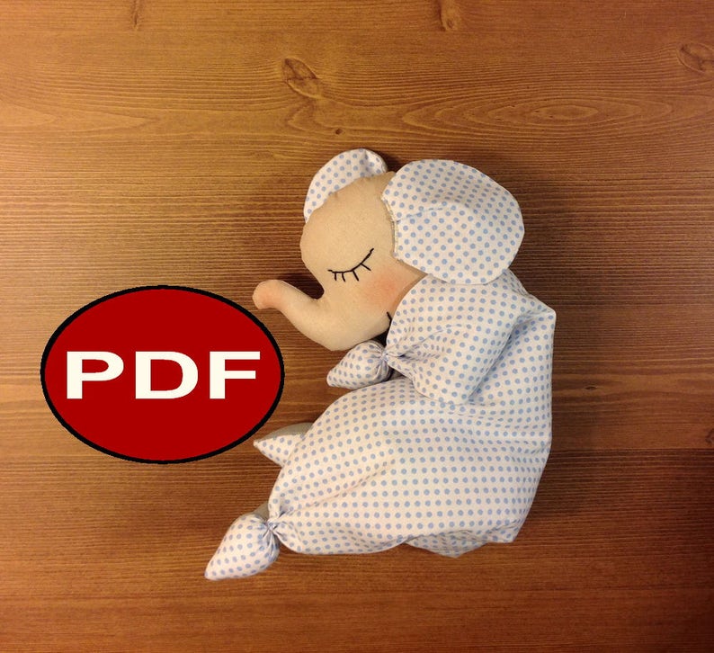 Elephant toy pattern Baby lovey toy sewing pattern Newborn toy pattern Toy comforter PDF plushie pattern Tutorial