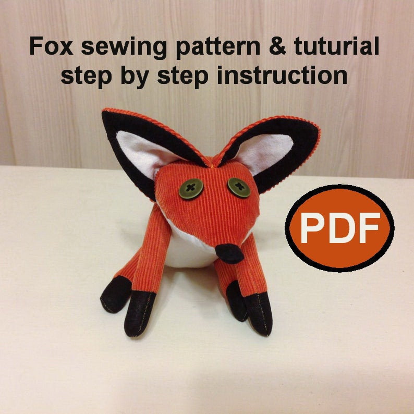 Fox plush pattern & sewing tutorial PDF The little prince afbeelding 1.
