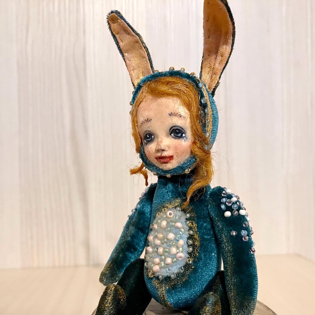 Art Doll Bunny Rabbit Poseable Boudoir Doll Mini Bunny Handmade Teddy ...