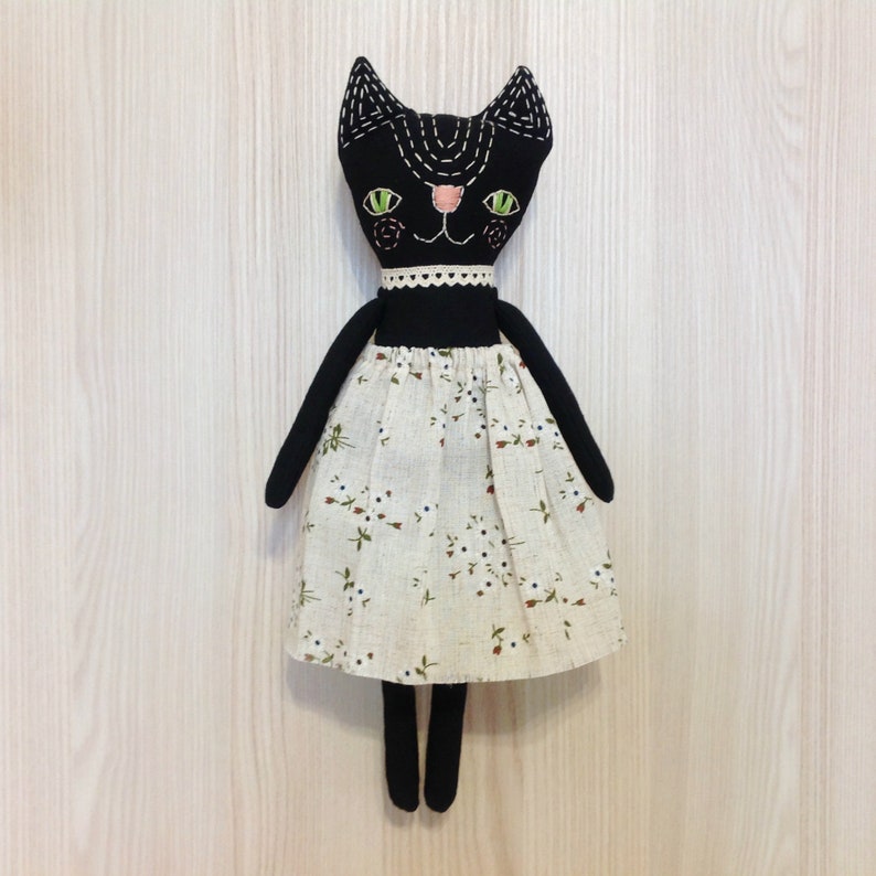 Black Cat Doll Cat Art Doll Rag Doll Cat Anthropomorphic Doll Etsy