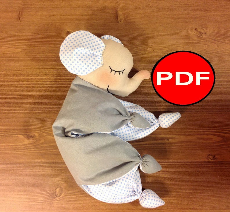 Elephant toy pattern Baby lovey toy sewing pattern Newborn toy pattern Toy comforter PDF plushie pattern Tutorial